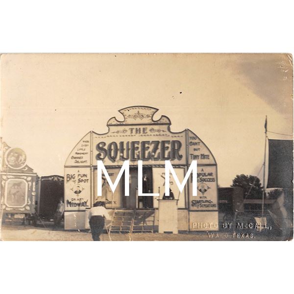 The  Squeezer  Carnival Game Front Photo By McCall Waco, Texas Photo Postcard