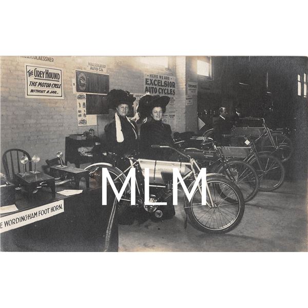 The Greyhound Motorcycle Store Dealership Interior Photo Postcard