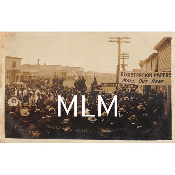 Native Americans in Street Registration Gregory, South Dakota Photo Postcard