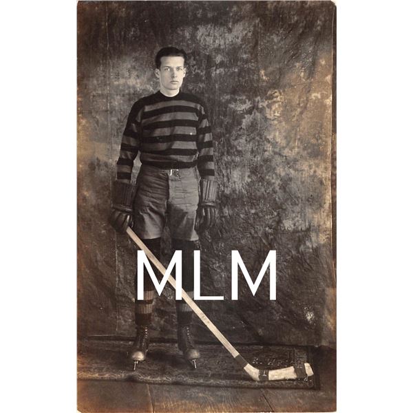 Photo Hockey Player in Uniform Postcard Imprinted R. Wright Tilton, New Hampshire