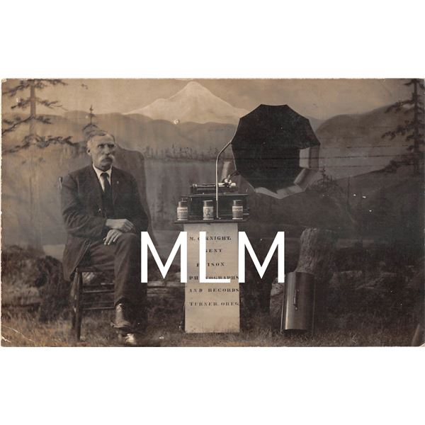Edison Phonographs & Records M.O. Knight Turner, Oregon Photo Postcard