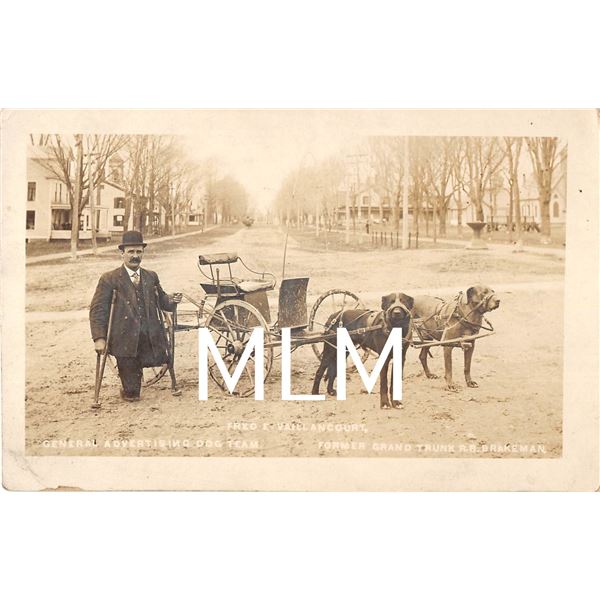 Disabled Man With No Legs General Advertising Dog Team Vaillancourt Photo Postcard
