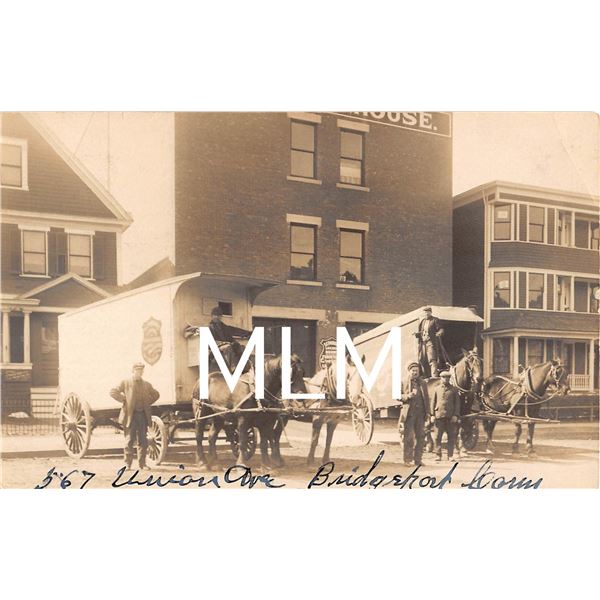 Delivery Wagons On Union Ave. Bridgeport, Connecticut Photo Postcard