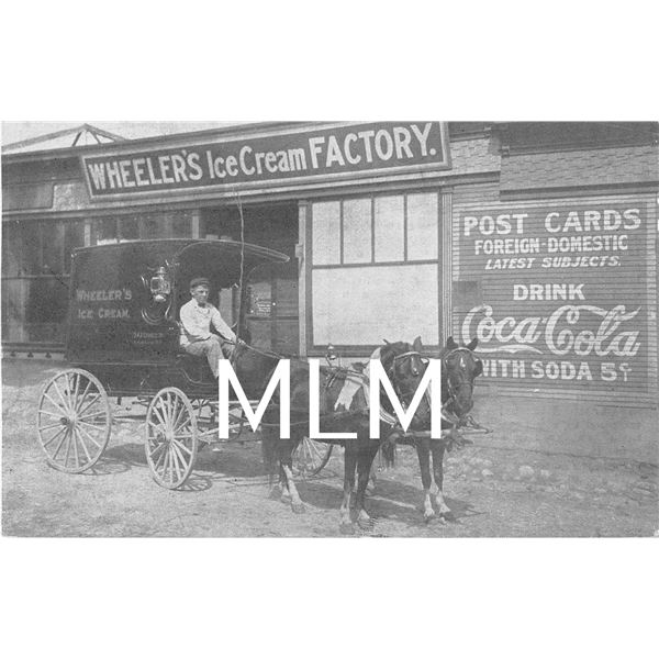 Wheeler's Ice Cream Factory Delivery Wagon in Front of Coca-cola & Postcard Sign New Hampshire PC