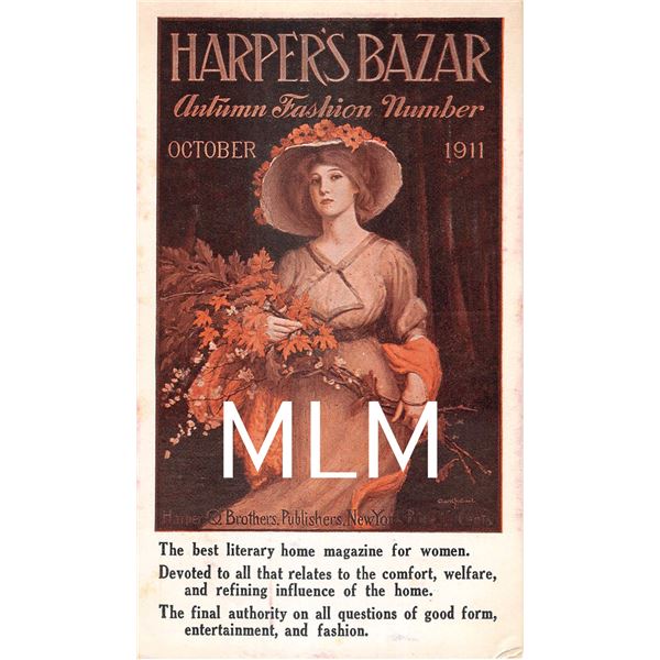 Harper's Bazar October 1911 Magazine for Women Advertising Postcard