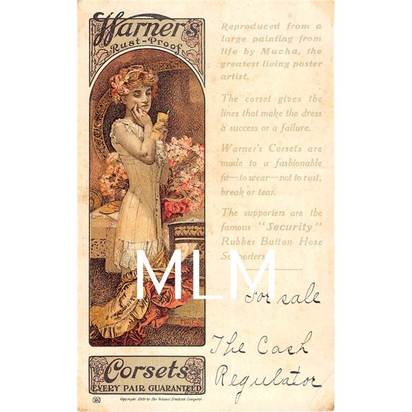 Alphonse Mucha Warner's Rust-Proof Corsets Art Nouveau Postcard