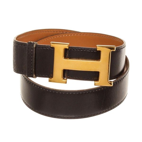 Hermes Black Leather Constance Belt