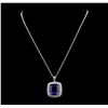 Image 2 : GIA Cert 40.78 ctw Tanzanite and Diamond Pendant With Chain - 14KT White Gold