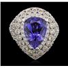Image 1 : 14KT White Gold 9.78 ctw Tanzanite and Diamond Ring