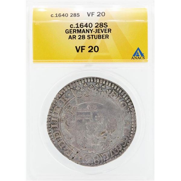 1640 Germany Jever AR 28 Stuber Coin ANACS VF20