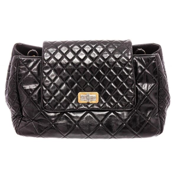 Chanel Black Lambskin Leather Reissue Accordion Flap Bag