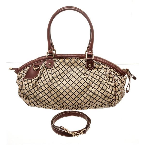Gucci Brown Diamante Two Way Hobo Bag