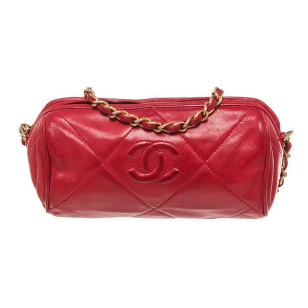 Chanel Red Leather Small Chain Shoulder Bag