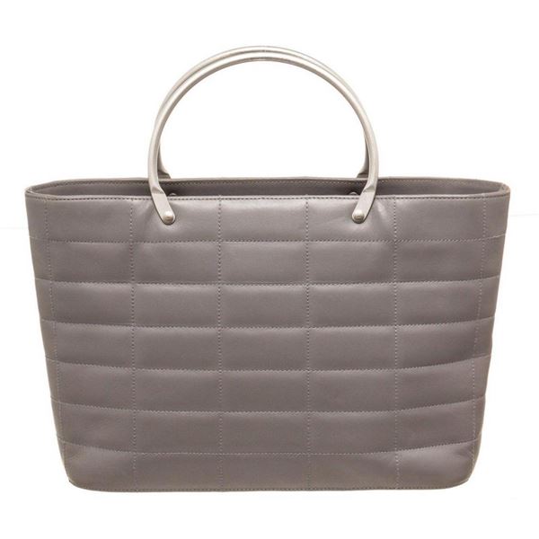 Chanel Silver Caviar Leather Chocolate Bar Tit Shoulder Bag