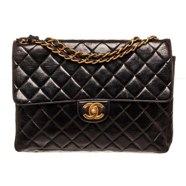 Chanel Black Leather Jumbo Flap Shoulder Bag