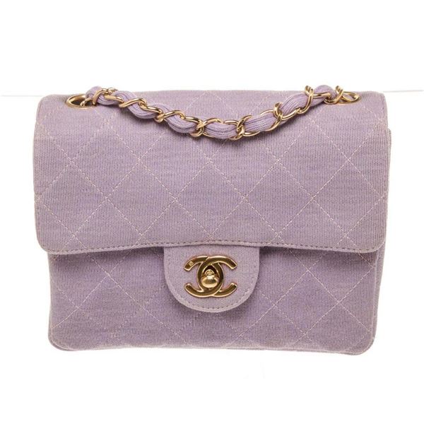 Chanel Purple Leather Mini Flap Shoulder Bag