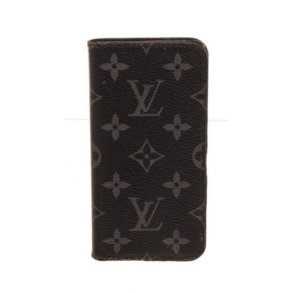Louis Vuitton Black Leather Monogram Iphone 10 Case
