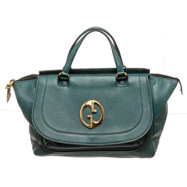 Gucci Green Leather 1973 Interlocking Shoulder Bag