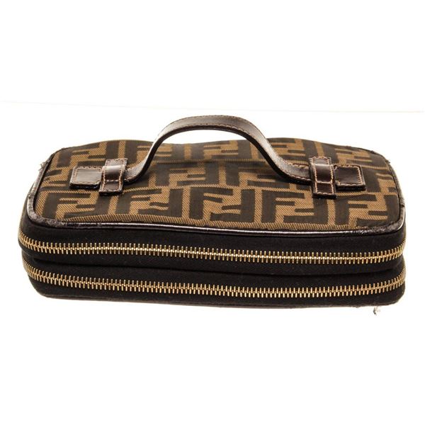 Fendi Brown Canvas Vanity Case Handbag