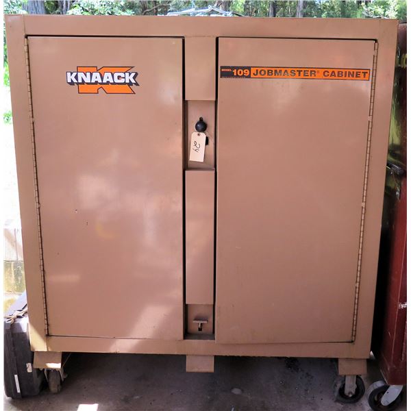 Knaack Jobmaster Cabinet 109 w/ 2 Doors, 8 Inside Shelves & Misc Tools