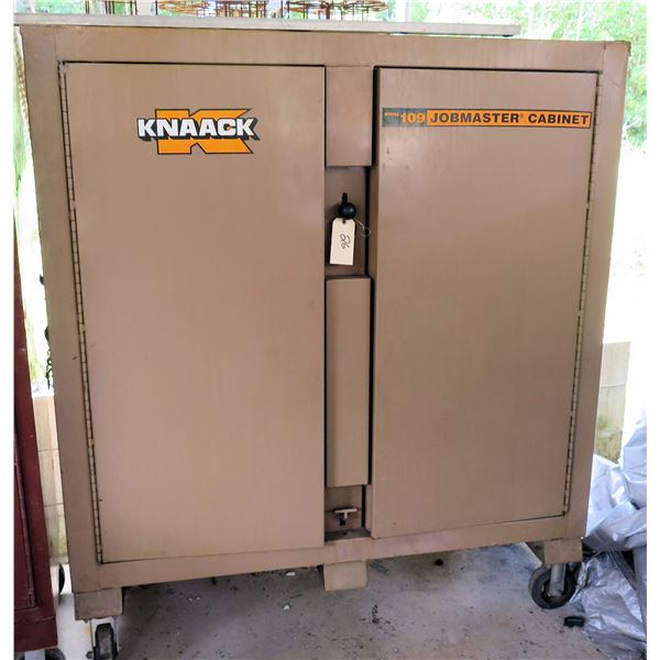 Knaack Jobmaster Cabinet 109 w/ 2 Doors, 6 Inside Shelves & Misc Tools & Paint