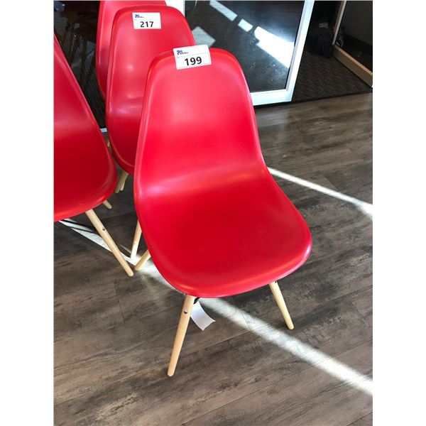 RED PLASTIC LUNCHROOM CHAIR