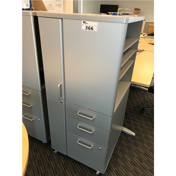 GREY 4.5' MOBILE MULTI FILE CABINET