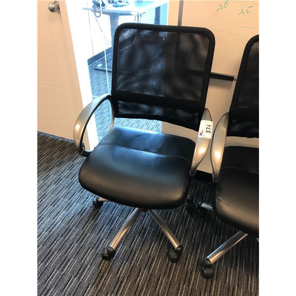 BLACK MESH BACK MID BACK LOOP ARM TILTER CHAIR