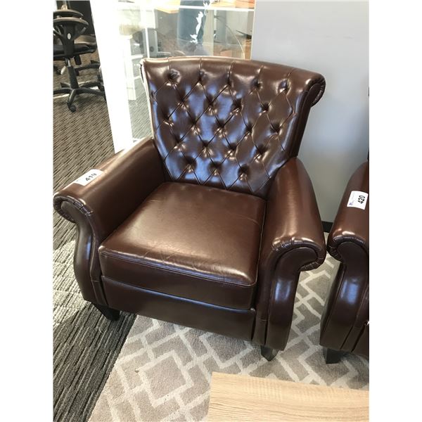 BURGUNDY TUFTED TRADITIONAL ARM CHAIR