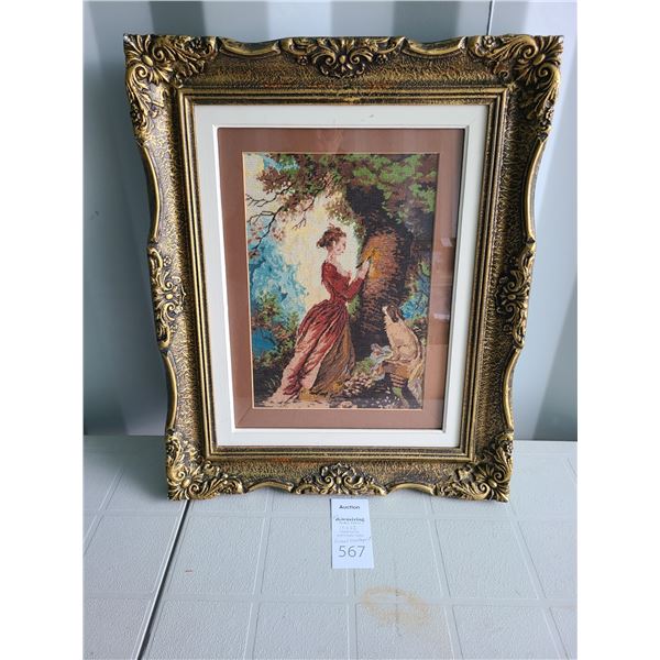 Framed Needlepoint Cat B