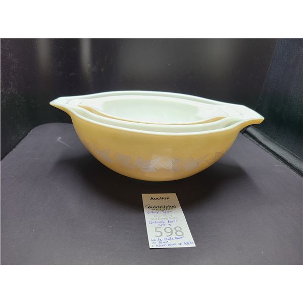 Vintage Pyrex Maple Leaf Cinderella Stacking Bowls Cat A