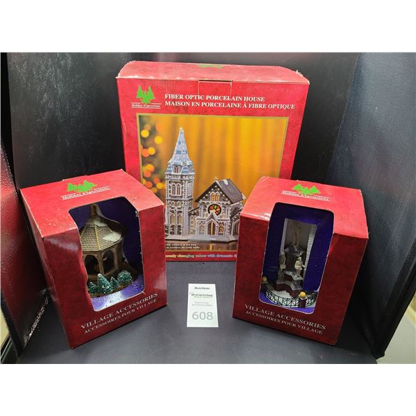 Village Fiber Optic Porcelain House & More Cat A