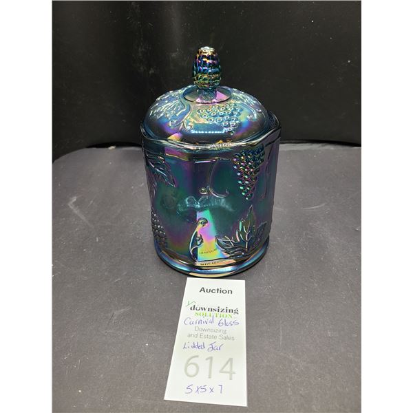 Carnival Glass Lidded Cannister Cat A