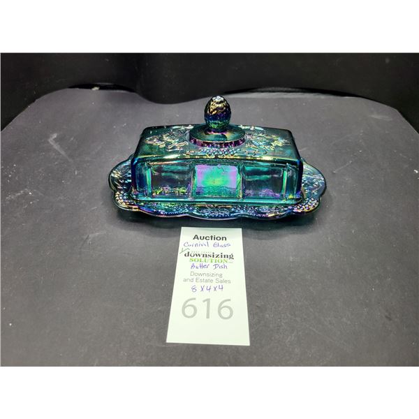 Blue Carnival Lidded Butter Dish Cat A