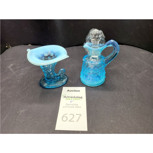 Blue Hobnail Glass Ornaments Cat A