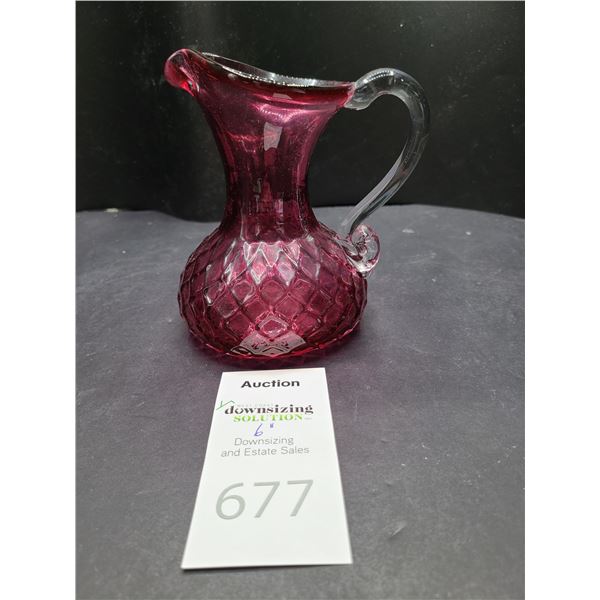 Cranberry Glass Jug Cat A
