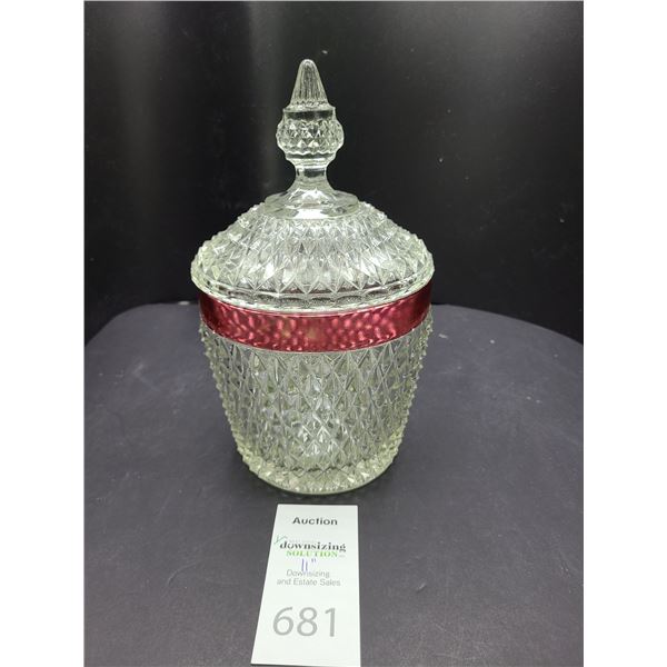 Cut Glass Lidded Container Cat A