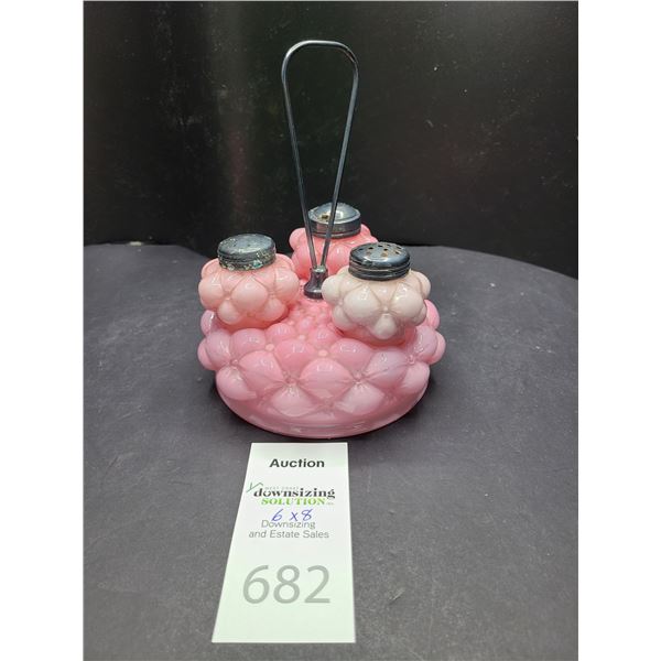 Pink Glass Condiment Holder Cat A