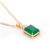 Image 2 : Plated 18KT Yellow Gold 4.00ct Green Agate and Diamond Pendant with Chain