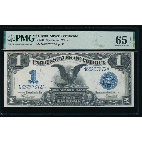 1899 $1 Black Eagle Silver Cert PMG 65EPQ