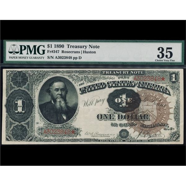 1890 $1 Treasury Note PMG 35