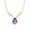 Image 1 : Plated 18KT Yellow Gold 3.55ct Amethyst and Diamond Pendant with Chain