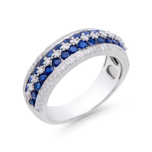 14KT White Gold 1.25ctw Blue Sapphire and Diamond Diamond Ring