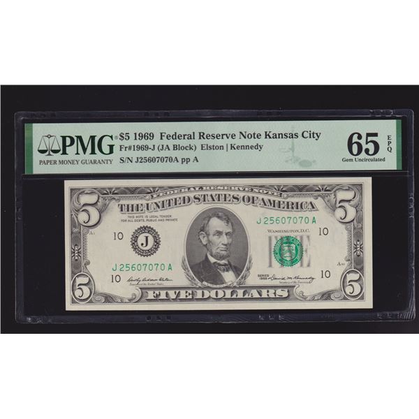 1969 $5 Kansas City FRN PMG 65EPQ