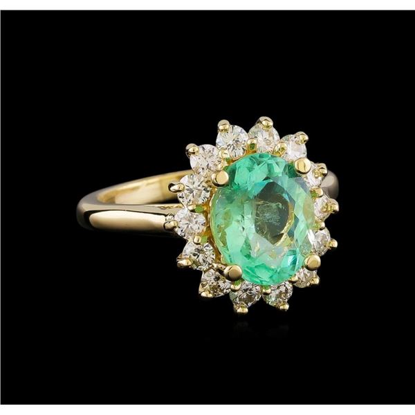 2.65 ctw Emerald and Diamond Ring - 14KT Yellow Gold