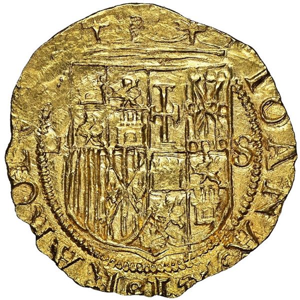 Seville, Spain, 1 escudo, Charles-Joanna, assayer Gothic D to left, mintmark S to right, NGC MS 63.