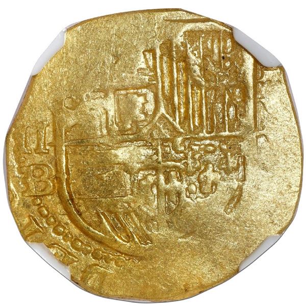 Seville, Spain, cob 2 escudos, Philip II, assayer B below denomination II and mintmark S to left, da