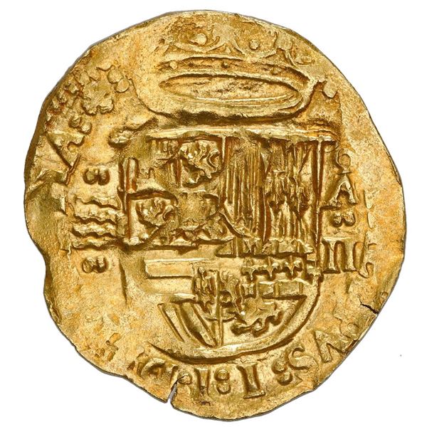 Valladolid, Spain, cob 2 escudos, Philip II, assayer oA above denomination II to right, mintmark to