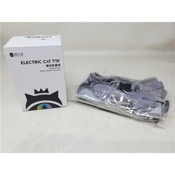Electric Cat Toy & Walking Harness with Leash Set (Size Medium)