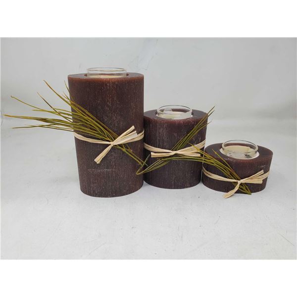 Lot Of 3 Christmas Pillar design Tealight Holders